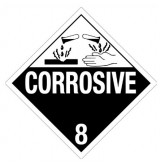 DOT Class 8 PVC-Free Labels “Corrosive”- 4" x 4", 500 Count